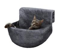 Petlicity Deluxe Radiator Cat Bed Round Grey Hammock With Raised Rim Strong Iron Frame And Removable Washable Faux Fur Cover