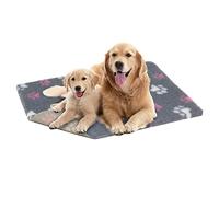 Petlife Vetbed Non-Slip Medium Dog & Puppy Bed - 100cm x 75cm - Grey/Pink/White Duo Paw - Machine Washable, Warm - Crate Mat for Whelping - Non-Allergenic Cat & Dog Bedding