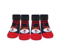 PETLOFT 4 Pieces Anti-Slip Dog Socks, Adorable Funny Christmas Dog Grip Socks with Adjustable Velcro Straps, Stop Licking Paws and Prevent Scratching, Red Reindeer, M (1.18"W x 2.95"L)