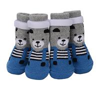 PETLOFT Anti-Slip Dog Socks, 4pcs Indoor Non-Skid Dog Socks with Adjustable Detachable Fastener Strap for Small Medium Dogs Cats Puppies Older Pets (Grey Paw, XS)