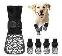PETLOFT Non-Slip Dog Socks, Prevent Licking, Slipping, and Scratching, Enhance Traction, Suitable for Medium to Large Dogs, Adjustable with Elastic Hook and Loop (M, White, Cartoon Bones)
