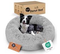 Petloox Donut Dog Bed - Premium Comfort for Anxiety Relief - Fluffy & Calming Design with Ultra-Plush Support | Cozy Round Dog Bed with Super Soft Circle Style (Size L Grey)