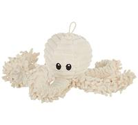 Petlou Durable Natural Nubby Plush Dog Toys with Squeaker and Crinkle Paper in Multi-Size (Natural Octopus, 9 Inch)