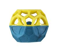 PetLove Nuzzle Puzzle Cube, Interactive, Dual Textured, Enrichment, Foraging Dog Treat Toy with Squeaker, Fill with Treats, Paste and Food, Yellow/Blue