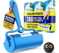 PetLovers 6.3" Large Lint Roller for Pet Hair Extra Sticky 90 Sheets, Ideal for Pet Hair Removal from Furniture & Clothes, Dog and Cat Lint Remover 1 Pack