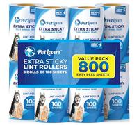 PetLovers Extra Sticky Lint Roller 8 Pack of Refills Only - No Handle Included - 100 Sheets Per Refill 800 Sheets Total