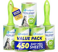 PetLovers Extra Sticky Lint Roller Mega Value Set 450 Sheets for Pet Hair Removal Dog and Cat Lint Remover 5 Pack Green