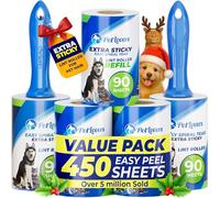 PetLovers Extra Sticky Lint Roller Mega Value Set 450 Sheets for Pet Hair Removal Dog and Cat Lint Remover 5 Pack