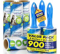 PetLovers Extra Sticky Lint Roller Mega Value Set 900 Sheets for Pet Hair Removal and Clothes, Dog and Cat Lint Remover, 10 Pack