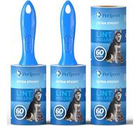 PetLovers Extra Sticky Lint Roller Value Set 240 Sheets for Pet Hair Removal, Dog and Cat Lint Remover 4 Pack (2 Rollers and 2 Refills)
