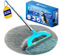 PetLovers EzLint Mega 52" Carpet Rake & Pet Hair Removal Tool - Dog & Cat Hair Remover Broom with Adjustable Handle & Extra Wide Head for Carpets, Rugs & Stairs Ocean Blue