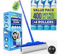 PetLovers Large Lint Roller with 3 Refills - 400 Total Sheets for Tackling Pet Hair, Extra Large Floor and Carpet Roller for Homes with Pets, Perfect for Floors, Furniture, and Loving Pet Owners