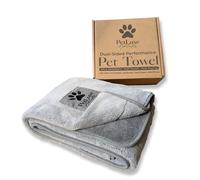 PetLuxe Dog Towel 140x70cm - Large Dual-Sided Microfibre Dog Towel for Drying Dogs, Ultra Absorbent 700+ GSM, Quick Dry Pet Bath Towel (Grey, 140 x 70 cm)