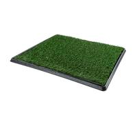 PETMAKER Artificial Grass Puppy Pad for Dogs and Small Pets - 24x19-Inch Reusable 4-Layer Training Potty Pad with Tray - Dog Housebreaking Supplies