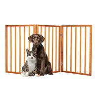 Petmaker Pet Gate - 3-Panel Indoor Foldable Dog Fence for Stairs or Doorways - 54x24-Inch Retractable Wood Freestanding Dog Gates (Mahogany)