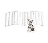 Petmaker Pet Gate - 4-Panel Indoor Foldable Dog Fence for Stairs, Hallways or Doorways - 72x24-Inch Retractable Wood Freestanding Dog Gates (White)