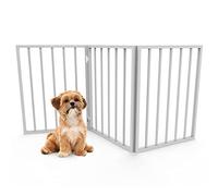 PETMAKER Pet Gate, Dog Gate, for Doors, Stairs or Home, Freestanding, Foldable, Accordion Style, Wooden Dog Fence (24 Inch, White)