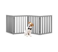 PETMAKER Pet Gate - Dog Gate for Doorways, Stairs or House - Freestanding, Folding, Accordion Style, MDF Wooden Indoor Dog Fence (4 Panel, Gray)