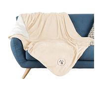 PETMAKER Waterproof Pet Blanket - 50x60-Inch Reversible Sherpa Fleece Throw Protects Couches, Cars, and Beds from Spills, Stains, and Fur (Cream)