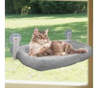Petmarket Wireless Cat Window Hanger, Large Foldable Hammock for Cats with 4 Strong Suction Cups, Robust Metal Frame, Washable Cover with Two Fabrics for Different Seasons, P