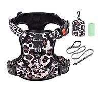 Petmolico Large Dog Harness Set, Leopard, No Pull, Reflective, Adjustable, Padded, Large Breed (Chest Girth: 22-33 inches, Neck Size: 16-24 inches), Dog Harness and Leash Set with Poop Bag Holder