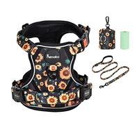 Petmolico No Pull Dog Harness Set with Leash Attachment Easy Control Handle Reflective Harness Vest Small Breed, Puppy Vest and Leash Set with Poop Bag Holder, XS - Sunflower