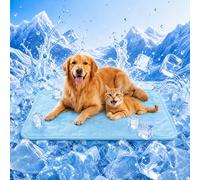 Petmorning Dog Cooling Mat, Large Durable Cooling Pet Mat for Medium Large Dogs - Machine Washable Non-Toxic Ice Cooling Pet Blanket Pad Mat for Home Park Beach Indoor Outdoor (Blue, L(91×58cm))
