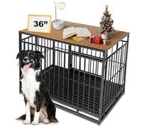 Petmystify Dog Crate Topper with Magnets for 36 Inch Crate - Aluminum Foldable Dog Kennel Topper Decorative Storage Pet Crate Table Walnut (Only Topper)