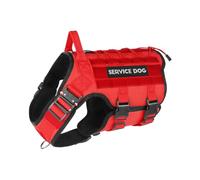 PETNANNY Tactical Service Dog Vest - No-Pull Emotional Support Harness with Hook & Loop Patches & Molle System for Training & Hunting (Red, Large)