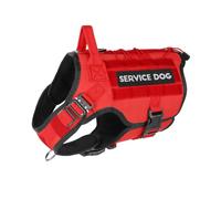 PETNANNY Tactical Service Dog Vest - No-Pull Emotional Support Harness with Hook & Loop Patches & Molle System for Training & Hunting (Red, Medium)