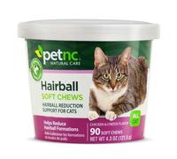 Petnc Natural Care Hairball Soft Chews for Cats (90 Count), Helps Reduce Cat Hairball Formation with Mineral Oil & Black Pepper Extract, Chicken & Cheese Flavor, For Felines of All Ages & Breeds