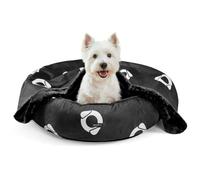 PETNOVO Dog Bed and Cat Bed with Blanket, Zippered Removable Cushion with Non-Slip Bottom, Indoor Pet Sofa Bed for Cats, Kittens, Puppies and Dogs, Black, 70 x 70 x 20cm