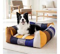PETNOVO Washable Dog Bed with Non-Slip Bottom, Two-Sided Cushion Pet Bed for Warm and Cool Days, For Large Labrador, German Shepherd Indoor Bed for Large Labrador，Rainbow - B, 75 x 55 x 20 cm