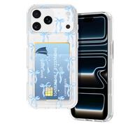 Petocase for iPhone 17 Pro Max Wallet Case Card Holder Slot Ultra Slim Fit Flexible TPU Gel Rubber Soft Skin Silicone Protective Phone Case Cover for Apple iPhone 17 Pro Max 6.9 inch Blue Bow