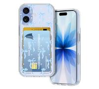Petocase for iPhone 17 Wallet Case Card Holder Slot Ultra Slim Fit Flexible TPU Gel Rubber Soft Skin Silicone Protective Phone Case Cover for Apple iPhone 17 6.3 inch Blue Bow