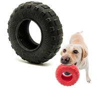 Petopedia 1x 6 Rubber Dog Chew Toys TIRE - Tough Toy TYRE, WHEEL - Interactive, Boredom, Floating, Puppy Teething - Bite Resistant for Dogs Chewing (Black, TPR Foam - 6")