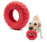 Petopedia 1x 6 Rubber Dog Chew Toys TIRE - Tough Toy TYRE, WHEEL - Interactive, Boredom, Floating, Puppy Teething - Bite Resistant for Dogs Chewing (Red, TPR Foam - 6")
