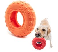 Petopedia 1x 6 Rubber Dog Chew Toys TIRE - Tough Toy TYRE, WHEEL - Interactive, Boredom, Floating, Puppy Teething - Bite Resistant for Dogs Chewing (Orange, TPR Foam - 6")