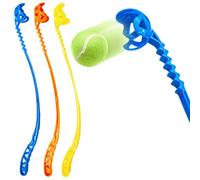 Petopedia 1x 60cm Durable & Long Dog Ball Thrower - 1 Tennis Balls for Dogs - Fluorescent, Neon, Zig-Zag Head - Launcher Toy, Hands-Free Pickup, Outdoor Use, Fetch Play (1x Launcher)