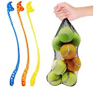 Petopedia 1x 60cm Durable & Long Dog Ball Thrower - 10 Tennis Balls for Dogs - Fluorescent, Neon, Zig-Zag Head - Launcher Toy, Hands-Free Pickup, Outdoor Use, Fetch Play (1x Launcher + 10 Balls)