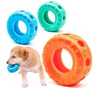 Petopedia 1x 9cm Rubber TYRE - Dog Chew Toys - Flexible & Tough Puppy Toy Ring - TIRE WHEEL Interactive Play, Boredom, Treat Dispensing - Ideal for Puppies, Small and Medium Dogs (Orange)