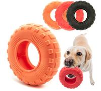 Petopedia 2x 6 Rubber Dog Chew Toys TIRE - Tough Toy TYRE, WHEEL - Interactive, Boredom, Floating, Puppy Teething - Bite Resistant for Dogs Chewing (Assorted (Pack of 2), TPR Foam - 6")