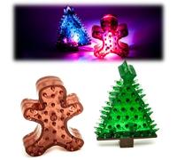 Petopedia 2x LIGHT UP Toys for Dogs SPIKY Flashing XMAS TREE & GINGER MAN - Dog Teething, Interactive, Boredom, Pet Gifts (Ginger & Tree)