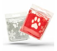 Petopedia 2x Soft Warm - Christmas Dog Blankets with Snowflake & Paw Prints - Washable Pet Blanket for Cats & Dogs - Puppy, Kitten Bed Throws, Travel (70cm X 73cm, RED and GREY (Pack of 2))