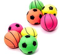 Petopedia 4x 6cm Rubber Dog Balls - HIGH BOUNCE Floating Toy Ball - Sports, Solid Core, Sponge, Interactive Toys for Puppies, Small and Medium Dogs (Bright, 4 Balls)