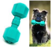 Petopedia Dog Chew Toy JUMBO DUMBBELL - Made with Rubber, Durable Bone - Interactive, Squeaky Toys for Dogs - Puppy Stuff, Teething, Playing, Training, Boredom (Blue)