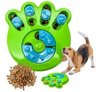 Petopedia Dog Puzzle Toy - PAW shape Feeder for Dogs - Interactive Toys for Boredom, Treat Dispensing, Hide, Seek, Training Enrichment, Slow Feeding, Gifts (Green, Paw)
