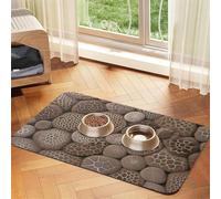Petoskey Stone Pet Feeding Mat Absorbent Pu Leather Dog Cat Food Mats Contain Spills Protects Floors, Anti-Slip Rubber Backing Dog Bowl Mats Easy Clean Pet Placemats 40x60cm