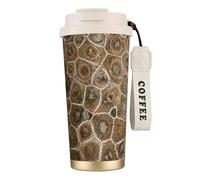 Petoskey Stone Print Insulated Coffee Mug, 316 Stainless Steel Vacuum Travel Cup, Keep Hot And Cold