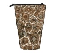 Petoskey Stone Print Pencil Case Adjustable Pen Bag Office Travel Multifunctional Stationery Organizer